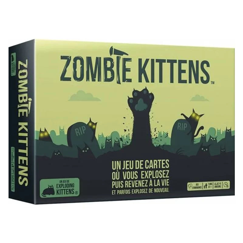 Exploding Kittens : Zombie Kittens – Cartes, bluff et élimination de chatons